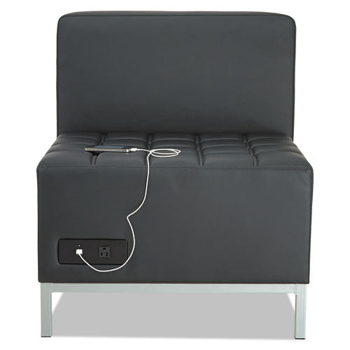 Image of Alera® Alera QUB Series Armless L Sectional, Charging Station Center Seat, AC Outlet, (2) USB Ports, 26.38" x 26.38" x 30.5", Black