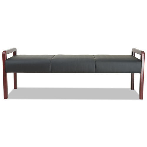 Image of Alera® Alera Reception Lounge WL Series Three-Seat Bench, 65.75" x 22.25" x 22.88", Black Seat, Mahogany Base