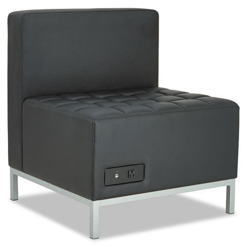 Image of Alera® Alera QUB Series Armless L Sectional, Charging Station Center Seat, AC Outlet, (2) USB Ports, 26.38" x 26.38" x 30.5", Black