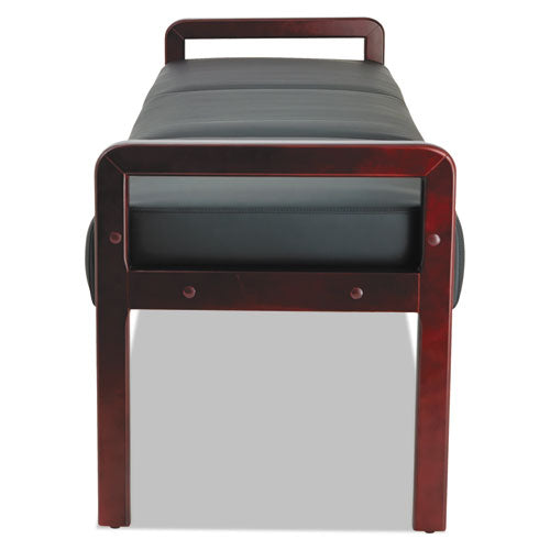 Image of Alera® Alera Reception Lounge WL Series Three-Seat Bench, 65.75" x 22.25" x 22.88", Black Seat, Mahogany Base