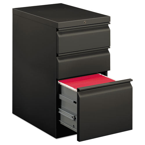 Image of HON® Brigade Mobile Pedestal With Pencil Tray Insert, Left/right, 3-Drawers: Box/box/file, Letter, Charcoal, 15" X 22.88" X 28"