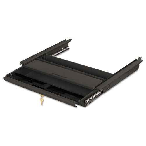 Image of HON® Center Drawer, Use with 38000 Series, Stationmaster, Metal, 19w x 14.75d x 3h, Charcoal