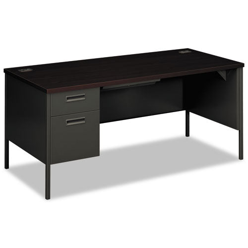 Image of HON® Metro Classic Series Left Pedestal "l" Workstation Desk, 66" X 30" X 29.5", Mahogany/charcoal