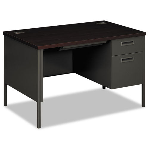 Image of HON® Metro Classic Series Right Pedestal Desk, 48" X 30" X 29.5", Mahogany/charcoal