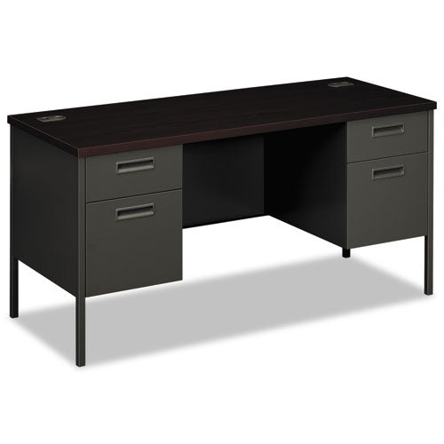 Image of HON® Metro Series Kneespace Credenza, 60w X 24d X 29.5h, Mahogany/charcoal