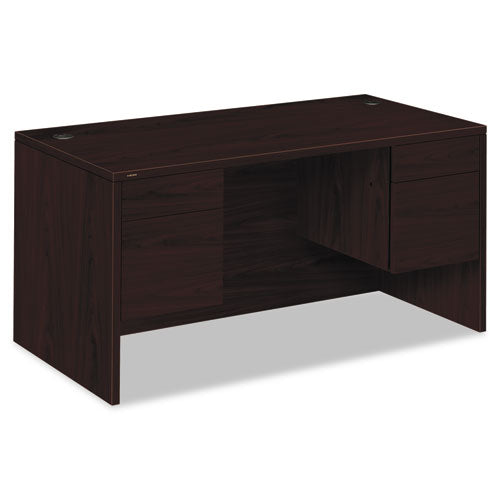 Image of HON® 10500 Series Double 3/4-Height Pedestal Desk, Left and Right: Box/File, 60" x 30" x 29.5", Mahogany