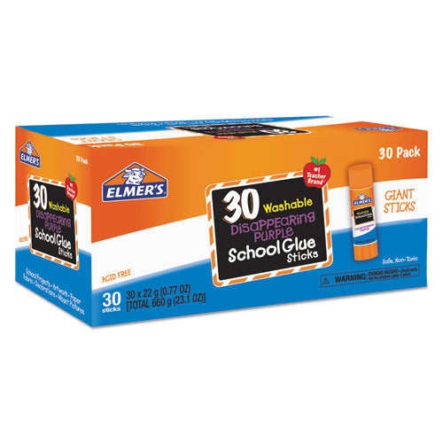 Image of Elmer's® Disappearing Purple All Purpose Glue Sticks, 0.77 Oz, Dries Clear, 30/box