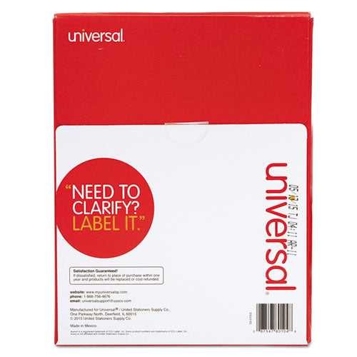Image of Universal® White Labels, Inkjet/laser Printers, 1 X 4, White, 20/sheet, 100 Sheets/box