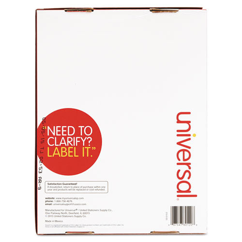 Image of Universal® White Labels, Inkjet/laser Printers, 1 X 2.63, White, 30/sheet, 250 Sheets/pack