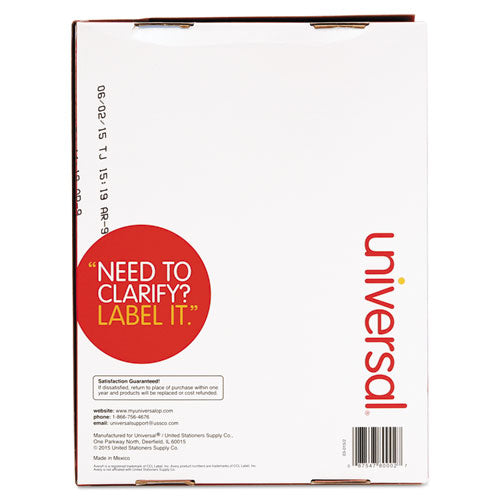 Image of Universal® White Labels, Inkjet/laser Printers, 1 X 4, White, 20/sheet, 250 Sheets/box