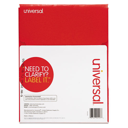Image of Universal® Copier Mailing Labels, Copiers, 2 X 4.25, White, 10/sheet, 100 Sheets/box