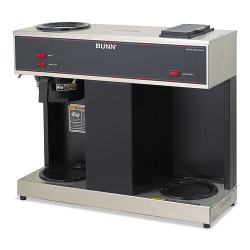 Image of BUNN® Pour-O-Matic Three-Burner Pour-Over Coffee Brewer, 12-Cup, Stainless Steel, Black