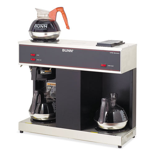 Image of BUNN® Pour-O-Matic Three-Burner Pour-Over Coffee Brewer, 12-Cup, Stainless Steel, Black