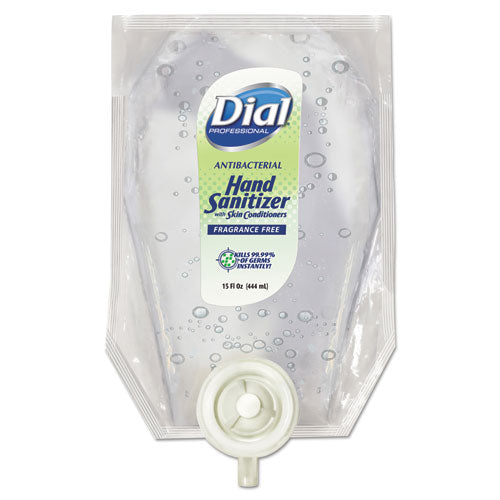 Image of Dial® Professional Antibacterial Gel Hand Sanitizer Refill for Versa Dispenser, Fragrance-Free, 15 oz, 6/Carton