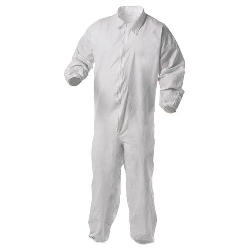 Image of KleenGuard A35 Liquid And Particle Protection Coveralls, Zipper Front, Elastic Wrists And Ankles, X-Large, White, 25/carton