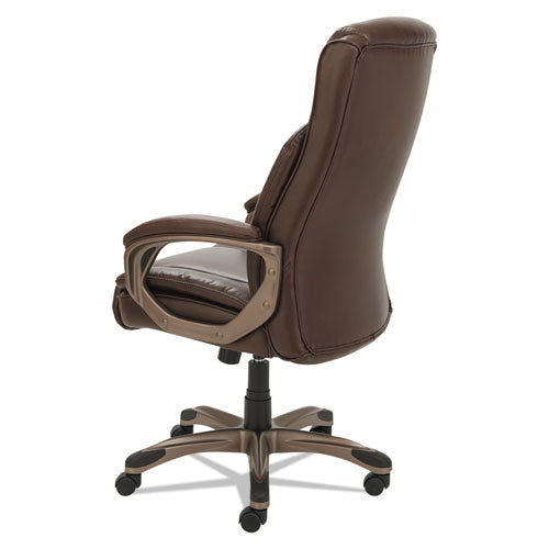 Image of Alera® Alera Veon Series Executive High-Back Bonded Leather Chair, Supports Up To 275 Lb, Brown Seat/back, Bronze Base