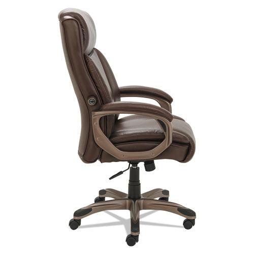 Image of Alera® Alera Veon Series Executive High-Back Bonded Leather Chair, Supports Up To 275 Lb, Brown Seat/back, Bronze Base