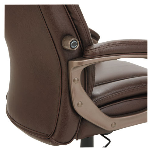 Image of Alera® Alera Veon Series Executive High-Back Bonded Leather Chair, Supports Up To 275 Lb, Brown Seat/back, Bronze Base