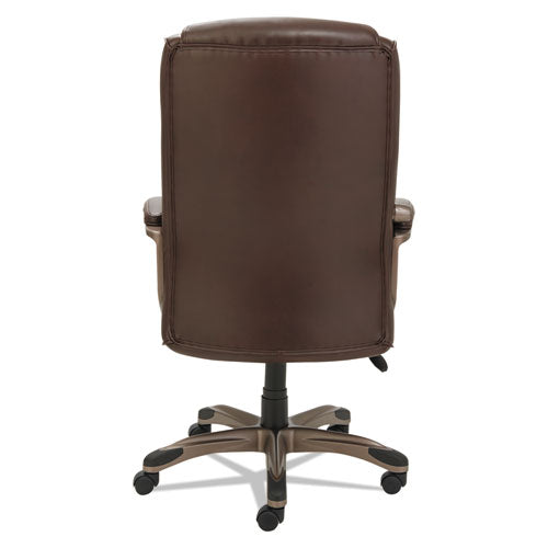 Image of Alera® Alera Veon Series Executive High-Back Bonded Leather Chair, Supports Up To 275 Lb, Brown Seat/back, Bronze Base