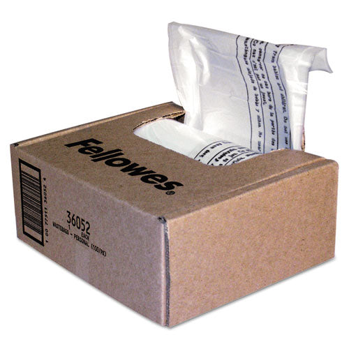 Image of Fellowes® Shredder Waste Bags, 6-7 Gal Capacity, 100/carton