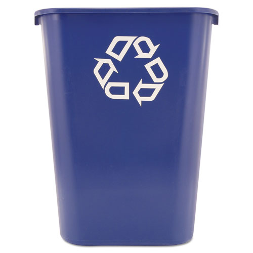Image of Rubbermaid® Commercial Deskside Recycling Container with Symbol, Large, 41.25 qt, Plastic, Blue