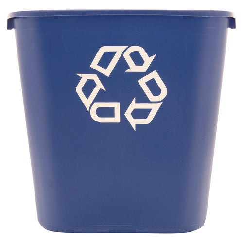 Image of Rubbermaid® Commercial Deskside Recycling Container, Medium, 28.13 qt, Plastic, Blue