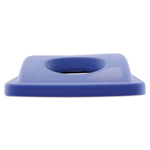 Image of Rubbermaid® Commercial Lid For Slim Jim Bottle Recycling Container, 20.38w X 11.38d X 2.75h, Blue