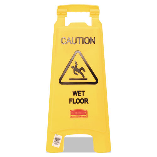 Image of Rubbermaid® Commercial Caution Wet Floor Sign, 11 X 12 X 25, Bright Yellow