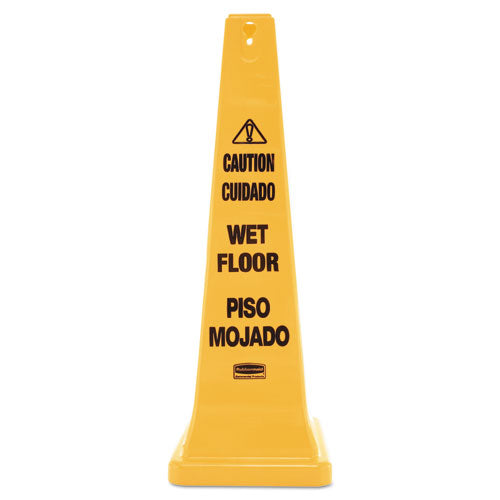 Image of Rubbermaid® Commercial Multilingual Wet Floor Safety Cone, 12.25 X 12.25 X 36