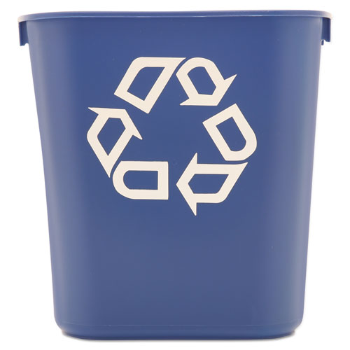 Image of Rubbermaid® Commercial Deskside Recycling Container, Small, 13.63 qt, Plastic, Blue