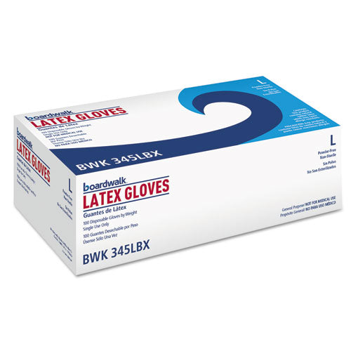 Image of Boardwalk® General-Purpose Latex Gloves, Powder-Free, 4.4 Mil, Large, Natural, 100/box