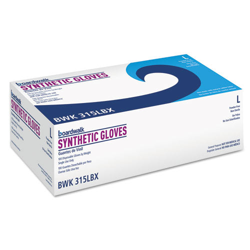 Image of Boardwalk® Powder-Free Synthetic Vinyl Gloves, Large, Cream, 4 mil, 1,000/Carton