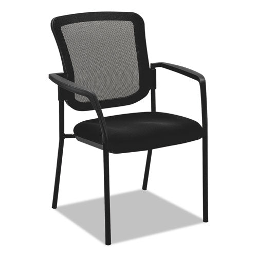 Image of Alera® Alera Elusion Series Mesh Back Stacking Guest Chair, 26" x 25.6" x 36.2", Black Seat, Black Back, Black Base