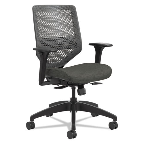 Image of HON® Solve Series Reactiv Back Task Chair, Supports Up To 300 Lb, 18" To 23" Seat Height, Ink Seat, Charcoal Back, Black Base