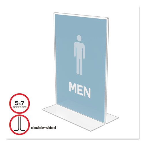 Image of deflecto® Classic Image Double-Sided Sign Holder, 5 X 7 Insert, Clear