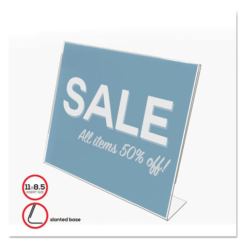 Image of deflecto® Classic Image Slanted Sign Holder, Landscaped, 11 x 8.5 Insert, Clear