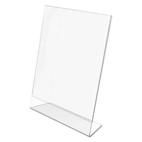 Image of deflecto® Classic Image Slanted Sign Holder, Portrait, 8.5 x 11 Insert, Clear