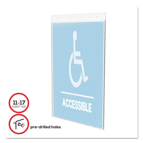 Image of deflecto® Classic Image Single-Sided Wall Sign Holder, Plastic, 11 X 17 Insert, Clear