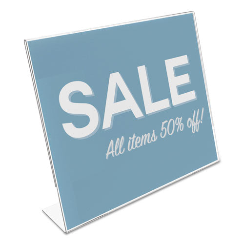 Image of deflecto® Classic Image Slanted Sign Holder, Landscaped, 11 x 8.5 Insert, Clear