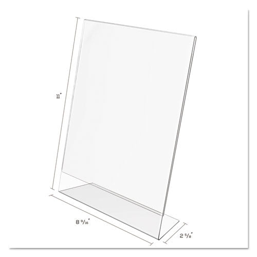 Image of deflecto® Classic Image Slanted Sign Holder, Portrait, 8.5 x 11 Insert, Clear