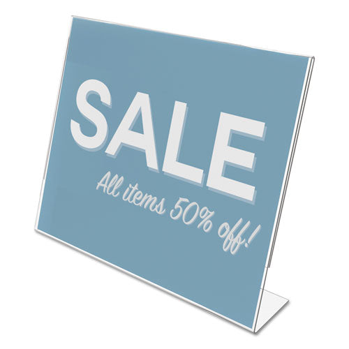 Image of deflecto® Classic Image Slanted Sign Holder, Landscaped, 11 x 8.5 Insert, Clear