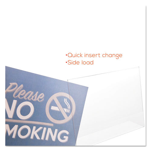 Image of deflecto® Classic Image Slanted Sign Holder, Landscaped, 11 x 8.5 Insert, Clear