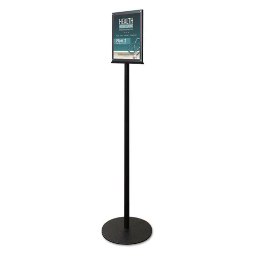 Image of deflecto® Double-Sided Magnetic Sign Display, 8.5 x 11 Insert, 56" Tall, Clear/Black