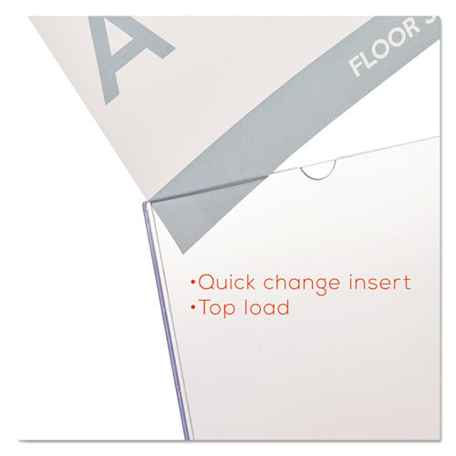 Image of deflecto® Superior Image Slanted Sign Holder, Portrait, 5 X 7 Insert, Clear