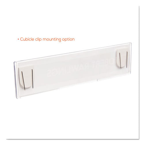 Image of deflecto® Superior Image Cubicle Nameplate Sign Holder, 8.5 x 2 Insert, Clear