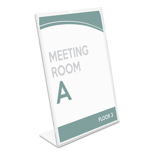 Image of deflecto® Superior Image Slanted Sign Holder, Portrait, 5 X 7 Insert, Clear