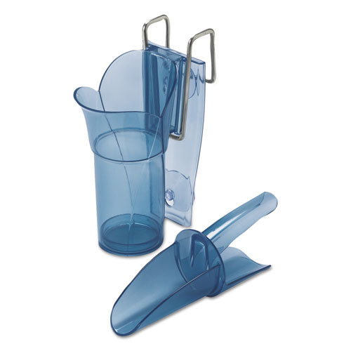 Image of San Jamar® Saf-T-Scoop and Guardian System for Ice Machines, 6 oz to 10 oz Ice Scoop, Transparent Blue