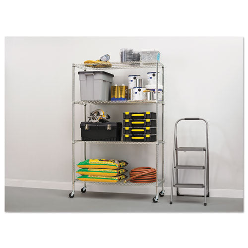 Image of Alera® Nsf Certified 4-Shelf Wire Shelving Kit With Casters, 48w X 18d X 72h, Silver