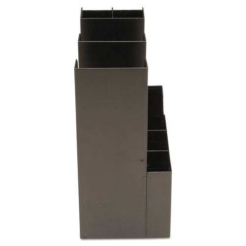 Image of Mind Reader Coffee Condiment Caddy Organizer, 10 Compartments, 5.4 x 11 x 12.6, Black