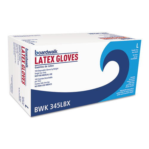 Image of Boardwalk® General-Purpose Latex Gloves, Natural, Large, Powder-Free, 4.4 mil, 1,000/Carton